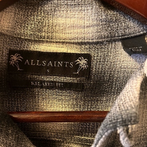 Mens All Saints Underground Relaxed Check Logo Shirt Small - Picture 7 of 11